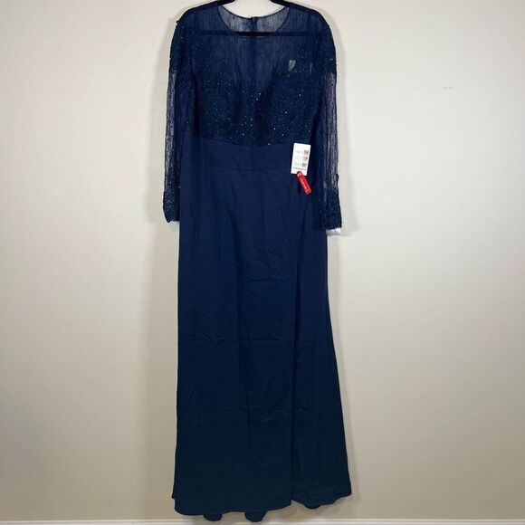 NWT Mac Duggal Midnight Sweatheart Lace Gown Size 18W - Picture 6 of 15